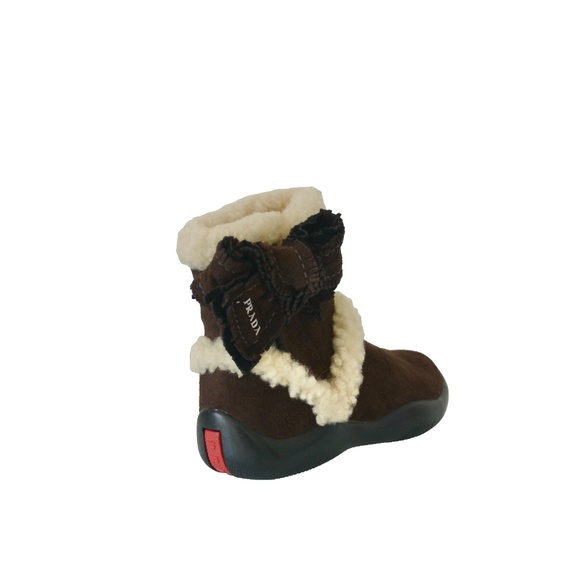 NIB AUTHENTIC PRADA SHEARLING GIRLS BOOTS - Picture 3 of 6